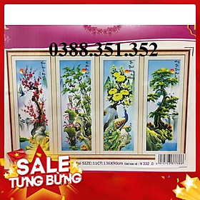Mua Tranh thêu chữ thập Tứ quý Tùng Cúc Trúc Mai LV3262 136x90cm