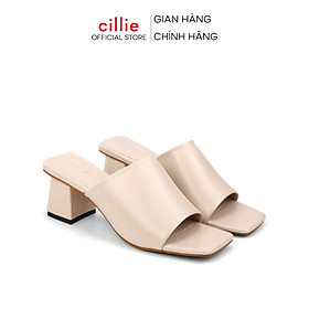 Guốc nữ thời trang quai ngang bản bự che nắng diện rộng đế vuông cao 5cm đi chơi dạo phố Cillie 1186