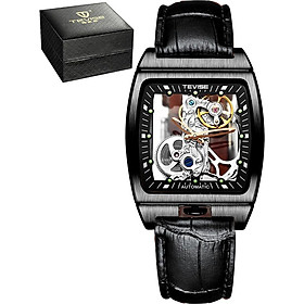 TEVISE Men Automatic Mechanical Watch withTransparent Back Time Display Luminous Design 30M Waterproof Male Fashion