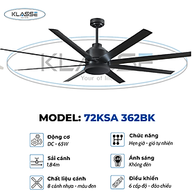Mua Quạt Trần không đèn Klasse 72KSA 362BK Hàng chính Hãng