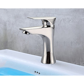 Mua Vòi Lavabo nóng lạnh trụ tròn nhỏ lượn sóng - Hợp kim + 2 dây cấp