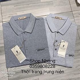 ÁO PHÔNG áo thun nam trung niên cộc tay cổ bẻ có túi góc