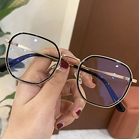 Kính Giả Cận, Gọng Kính Cận Không Độ Mắt Vuông Gọng Vàng Viền Đen