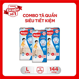 Combo 3 Gói Tã Quần Huggies Dry Gói Đại L48 (48 Miếng)