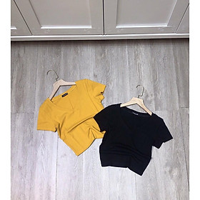 ÁO THUN F21 CROPTOP TRƠN ÔM BODY - CỔ TIM