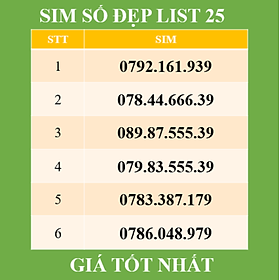 SIM SỐ ĐẸP MOBIFONE THẦN TÀI 39 79 - ĐĂNG KÝ ONLINE CHÍNH CHỦ - Chọn List 25 - HÀNG CHÍNH HÃNG
