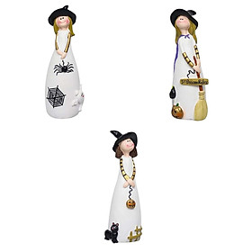 3Pcs Halloween Witch Figurine Witch Doll Statue for Home