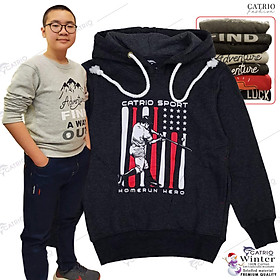 ÁO HOODIES TRẺ EM CATRIO in BÓNG CHÀY là áo thun dài tay có mũ có túi thời trang, vải 100% cotton dày, ấm mùa thu đông phù hợp với trẻ em bé trai, bé gái từ 9 tuổi 32kg .. 14 tuổi 55kg kết hợp quần dài cotton CATRIO thành bộ đồ MÀU CHUỘT