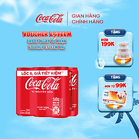 [TẶNG VOUCHER ESTEEM] Lốc 6 Lon Nước Ngọt Giải Khát Coca-Cola Vị Nguyên Bản Original 320m/Lon Sale 15.5 Coca-Cola Official Store