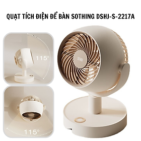 Quạt tích điện để bàn Sothing DSHJ-S-2217A, động cơ không chổi than êm ái, pin 4000mAh- Hàng chính hãng