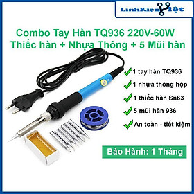 Combo mỏ hàn TQ936 gồm 5 mũi hàn + 1 thiếc + 1 nhựa thông