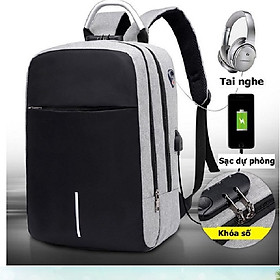 Balo laptop 15.6 inch đi học thời trang, balo mã khóa chống nước có phản quang, balo giặt được máy giặt.