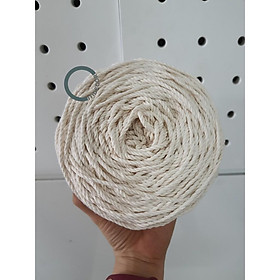 O1KG Dây 3 xoắn cotton Macramé O3mm, O4mm, O5mm màu trắng