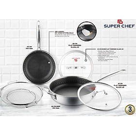 Bộ Chảo Đa Năng Super Chef-Titan 3 Lớp 5 Món Siêu Bền, Không Gỉ, Không Trầy Xước 