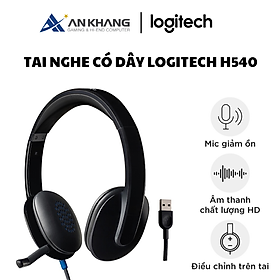 Tai nghe có dây Logitech H540 - Mic giảm ồn, điều khiển trên tai, kết nối USB-A - Hàng Chính Hãng - Bảo Hành 24 Tháng
