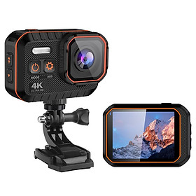 Camera hành động 4K HD với màn hình điều khiển từ xa Máy ảnh thể thao chống nước Máy ghi âm Máy ảnh máy ảnh 4K Mũ bảo hiểm máy ảnh thể thao: Đen