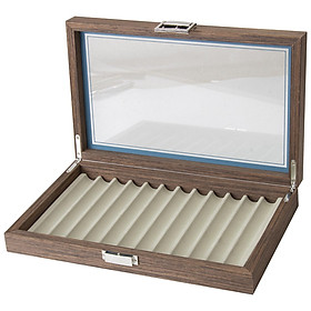 Wooden Pen Storage Case  with Glass Window Durable for Shop or Home