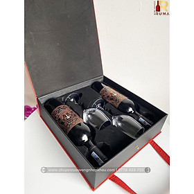 Mua  Set quà tặng hộp da PU cao cấp  2 chai rượu vang Ý Tolucci 14 Rosso kèm 2 ly uống vang