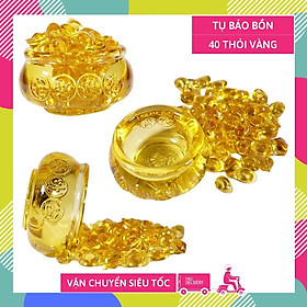 Mua Hủ vàng bát Tụ Bảo Bồn lưu ly + 40 thỏi vàng Kim Nguyên Bảo tài lộc linh ứng
