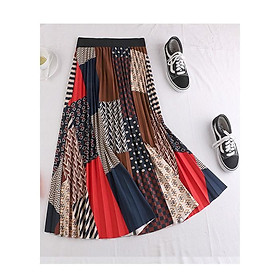 Chân váy xếp ly Vintage dáng dài chất không nhăn VAY35 phối nhiều màu (Free size)
