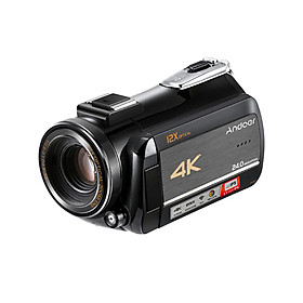Máy Quay Phim Andoer AC5 4K Chống Sốc Kết Nối Wifi Màn Hình Cảm Ứng + 2 Pin + Lens Rời + Che Lens + Mic Rời (24MP) (3.1 Inch) (12X Zoom) (0.39X Lens)