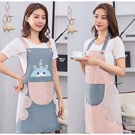 Mua Tạp dề nấu ăn họa tiếc  có khăn lau tay bên hông  chống thấm nước cao cấp tiện lợi cho nhà bếp thông minh