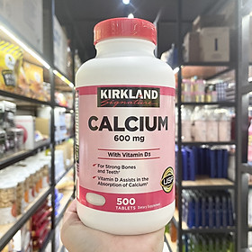 Thực phẩm chức năng Viên uống bổ sung Canxi 600mg và Vitamin D3 cho xương và răng - Kirkland Calcium 600mg With Vitamin D3 (500 Viên)