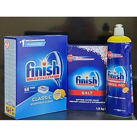 Combo Viên rửa bát Finish 68 viên+Muối Finish 1