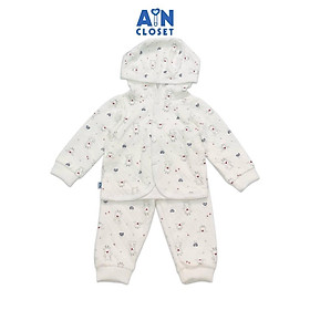 Bộ quần áo dài có nón unisex họa tiết Tuần lộc trắng trần bông - AICDBGX9E454 - AIN Closet
