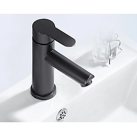 Vòi rửa mặt lavabo nóng lạnh cao cấp sơn tĩnh điện đen, phù hợp dùng cho mọi chậu rửa, tặng kèm bộ dây cấp nước nóng lạnh 40cm inox304- Hàng chính hãng
