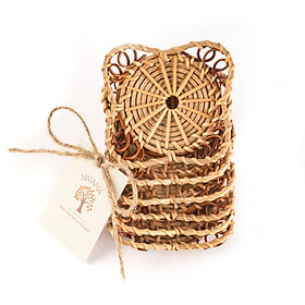 Mua Bộ lót ly Boho mây đan hoa 4 (Bô 6 cái)