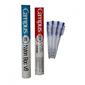 Combo bọc sách + bọc vở + 4 bút bi