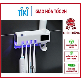 Hình ảnh Dụng cụ nhả kem đánh răng tự động kiêm giá treo bàn chải đánh răng khử khuẩn bằng tia UV