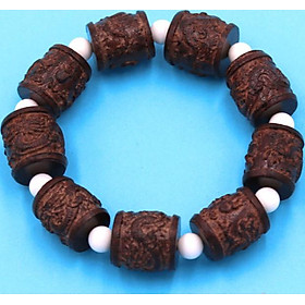 Vòng tay chuỗi hạt trụ rồng gỗ đàn hương TRNCT9