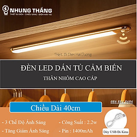 Mua Đèn Led Dán Tủ Cảm Biến Thân Nhôm Cao Cấp WH-L01-GY - 24-40cm - 3 Chế Độ Ánh Sáng -Tăng Giảm Ánh Sáng-Pin Sạc Tích Điện - Có Video