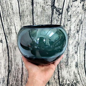 Mua Chậu trồng cây men xanh đậm hỏa biến  hình bóng S1 đẹp  phù hợp trồng cây để bàn  cây phong thủy  độc đáo và sang chảnh