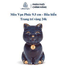 Mua Mèo Vạn Phúc 9.5cm - Hỏa biến xanh dương - Trang trí vàng - Gốm sứ cao cấp Minh Long