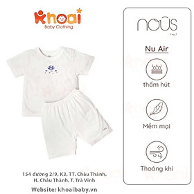 Bộ cài vai cộc Nous trắng hình cây nấm - Chất liệu Nu Air 95% cotton thiên nhiên