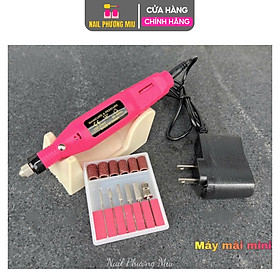 Máy Mài Mini Cầm Tay Làm Nail Tặng Kèm 6 Đầu Mài Tiện Lợi, Mài Móng Tốc Độ 3000 Vòng/Phút, Điều Chỉnh 0-240V, Chà Gót Chân Nữ Women