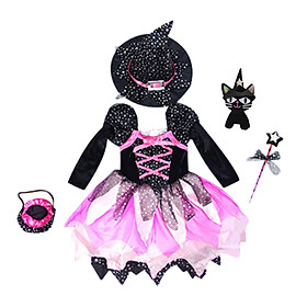 Halloween Witch Costume for Girls Witch Dress Cosplay Kids Little Witch Costume Witch Outfit for Masquerade Carnival Festival