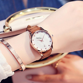 Khuyến mại Châu Âu cổ đại GUOU đồng hồ xu hướng thời trang cổ điển đơn giản bầu không khí giản dị dây chống thấm nước lịch vỏ nhung dây đồng hồ nữ