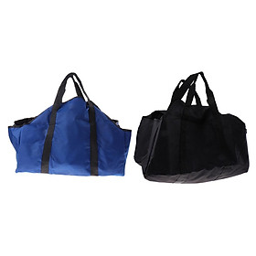 2 Pieces Heavy Duty Canvas Log Carrier Firewood Holder Tote Fireplace Wood Stove Accessories Black Blue
