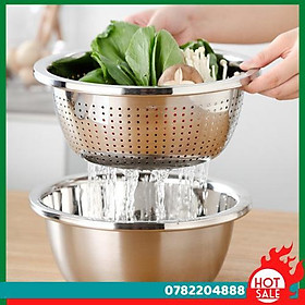 Mua Set 3 Chậu Rổ Nạo Inox Tặng Kèm Kình Giữ Nhiệt Xương Rồng Cao Cấp - CH Hương Thị Miễn Phí Vận Chuyển