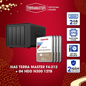 Mua Bộ Thiết bị lưu trữ mạng NAS TerraMaster F4-212 4-bay+N300 Hàng chính hãng