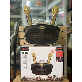 Hình ảnh Loa bluetooth Karaoke SDRD SD-315: Có 02 Micro k dây đi kèm, Có đèn LED cảm ứng(giao mầu ngẫu nhiên) hàng chính hãng