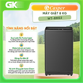 Máy giặt Casper cửa trên 8kg EcoWash WT-8NG2 - Hàng chính hãng - Chỉ giao HCM