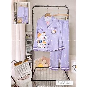 Mẫu Tay Dài Quần Dài - Đồ Bộ Pijama Nữ Chất Lụa Latin Cao Cấp Thiết Kế