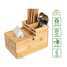 Mua Khay Đa Năng Bằng Gỗ Tre Cao Cấp Đựng Đũa  Muỗng  Giấy Ăn  Gia Vị- SNF Bamboo and Craft