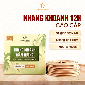 Nhang khoanh trầm hương 12h 10 khoanh Thiên Mộc Hương xông nhà, hương vòng thơm dịu nhẹ đường kính 12cm