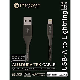 Mua HÀNG CHÍNH HÃNG Dây Cáp MAZER CBL MFI / 3.1A (1.2M) áp dày hơn để chống mài mòn tốt hơn